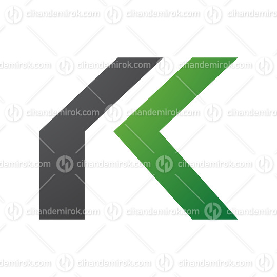 Green and Black Folded Letter K Icon