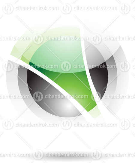 Green and Black Glossy Abstract Orbit Like Sphere Logo Icon