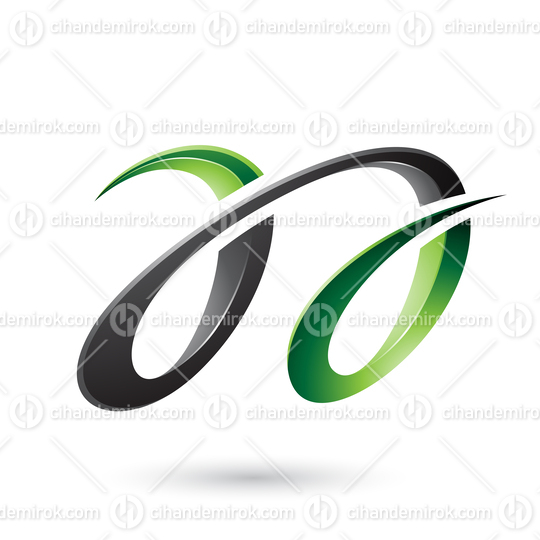 Green and Black Glossy Dual Letters A Vector Illustration