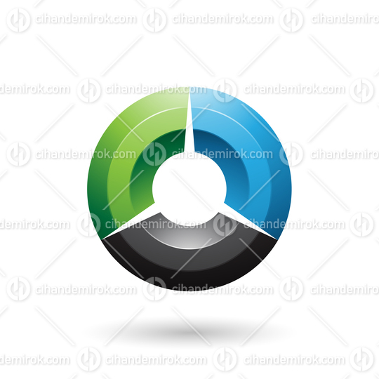 Green and Black Glossy Shaded Circle Vector Illustration