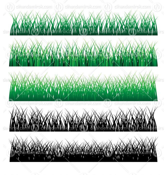 Green and Black Grass Silhouettes