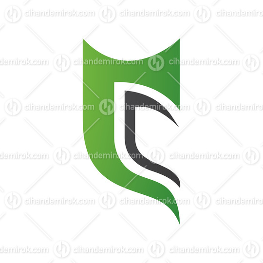 Green and Black Half Shield Shaped Letter C Icon