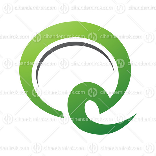 Green and Black Hook Shaped Letter Q Icon
