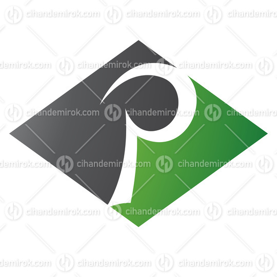 Green and Black Horizontal Diamond Letter P Icon