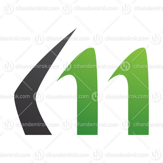 Green and Black Horn Shaped Letter M Icon