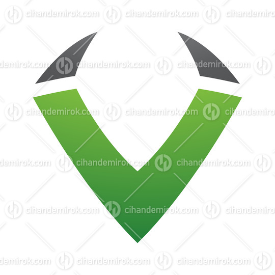 Green and Black Horn Shaped Letter V Icon