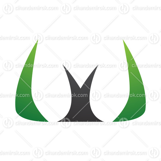Green and Black Horn Shaped Letter W Icon