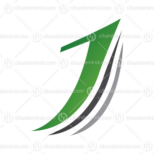 Green and Black Layered Letter J Icon