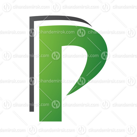 Green and Black Layered Letter P Icon