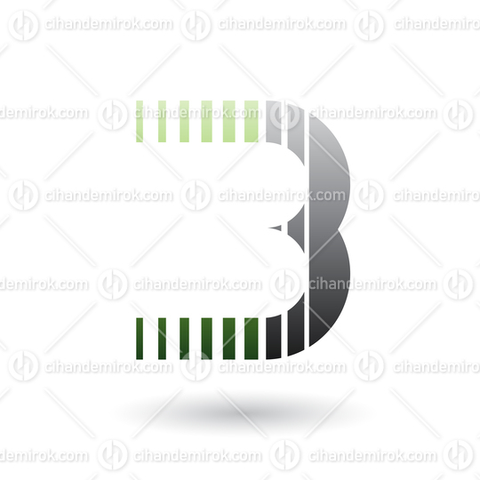 Green and Black Letter B Icon with Vertical Stripes