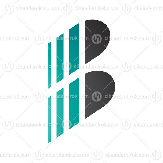 Green and Black Letter B Icon with Vertical Stripes