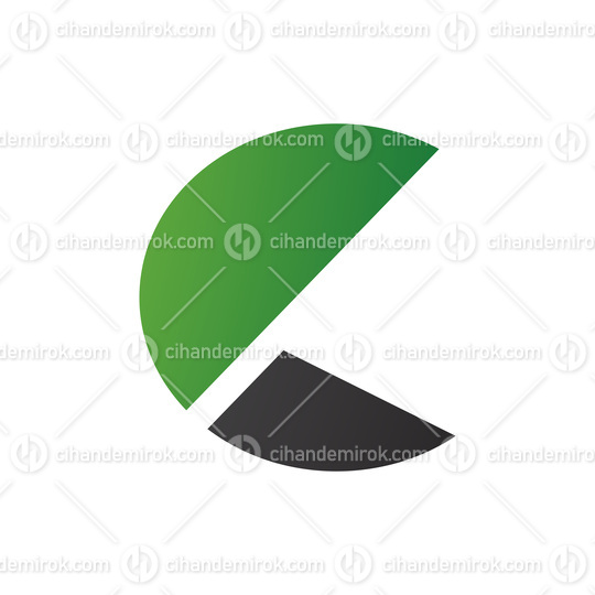 Green and Black Letter C Icon with Half Circles