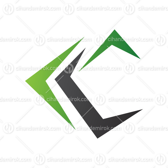 Green and Black Letter C Icon with Pointy Tips