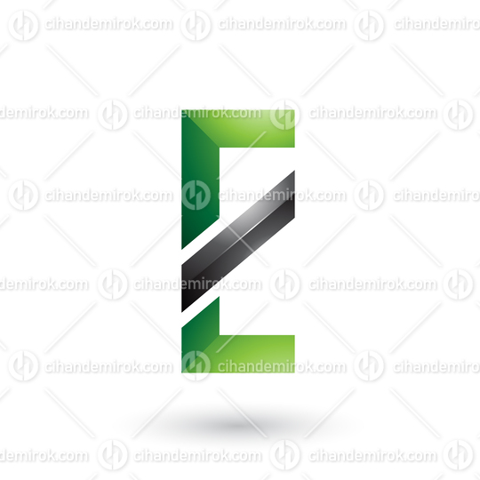 Green and Black Letter E with a Diagonal Line Vector Illustration