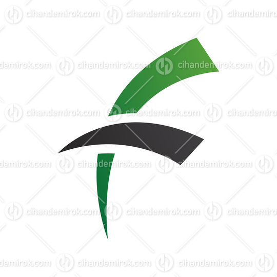 Green and Black Letter F Icon with Round Spiky Lines