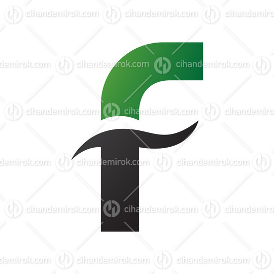 Green and Black Letter F Icon with Spiky Waves