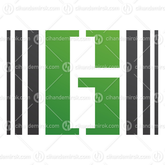 Green and Black Letter G Icon with Vertical Stripes