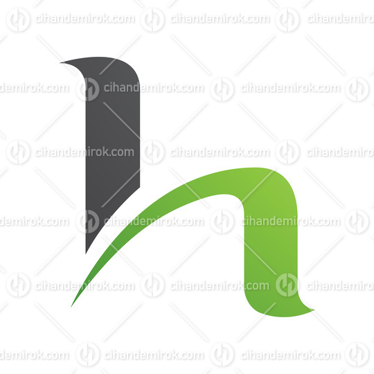 Green and Black Letter H Icon with Round Spiky Lines