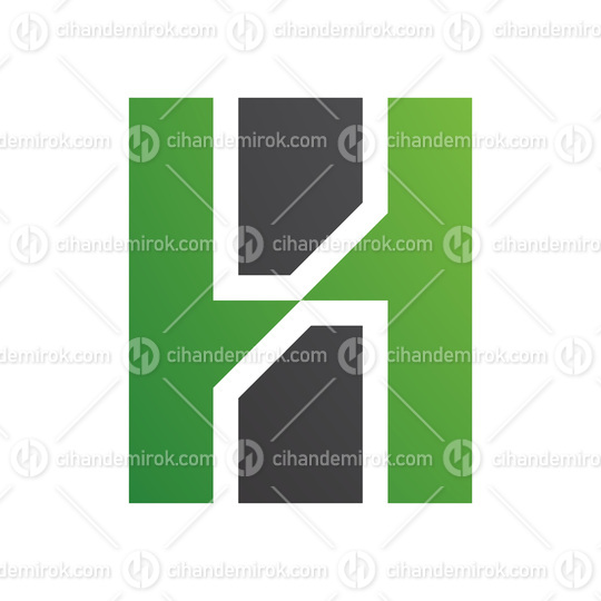 Green and Black Letter H Icon with Vertical Rectangles