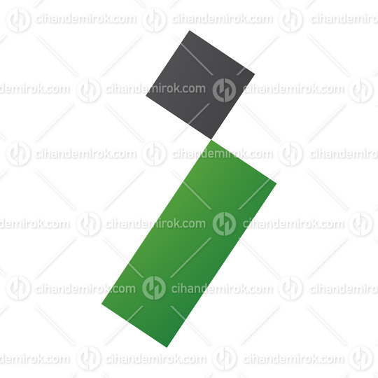 Green and Black Letter I Icon with a Square and Rectangle