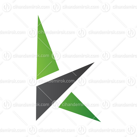 Green and Black Letter K Icon with Triangles