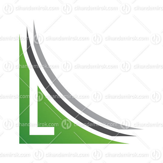 Green and Black Letter L Icon with Layers