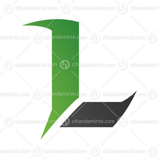 Green and Black Letter L Icon with Sharp Spikes