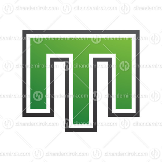 Green and Black Letter M Icon with an Outer Stripe