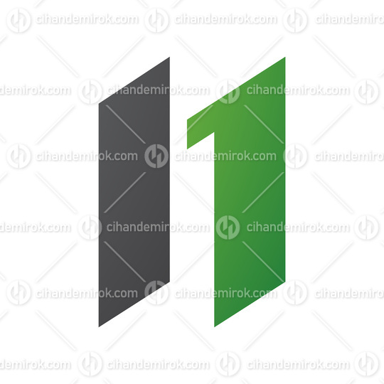 Green and Black Letter N Icon with Parallelograms