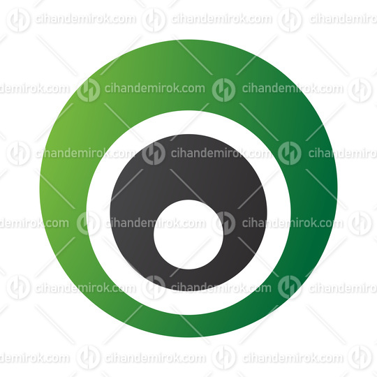 Green and Black Letter O Icon with Nested Circles