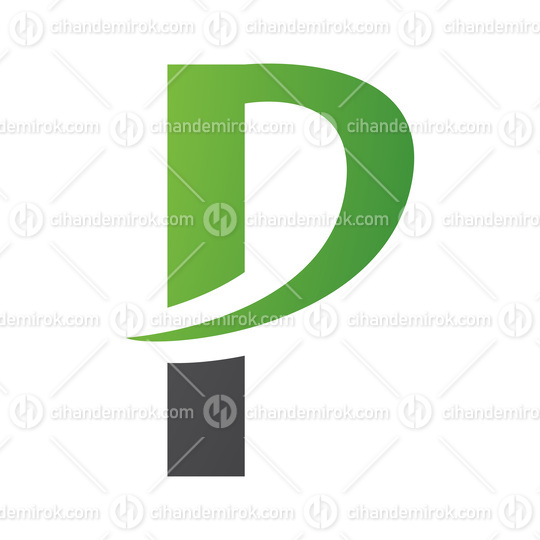 Green and Black Letter P Icon with a Pointy Tip