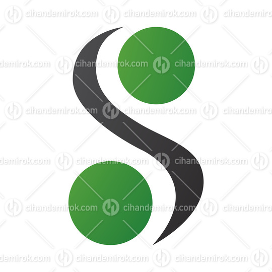 Green and Black Letter S Icon with Spheres