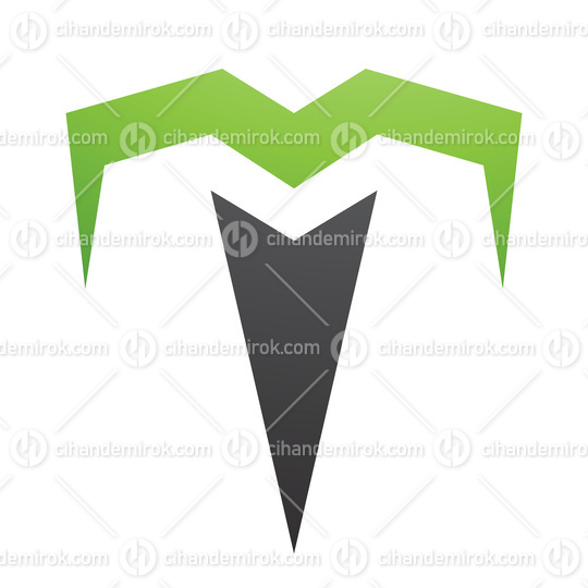 Green and Black Letter T Icon with Pointy Tips