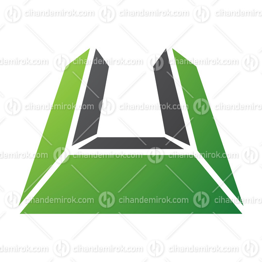 Green and Black Letter U Icon in Perspective