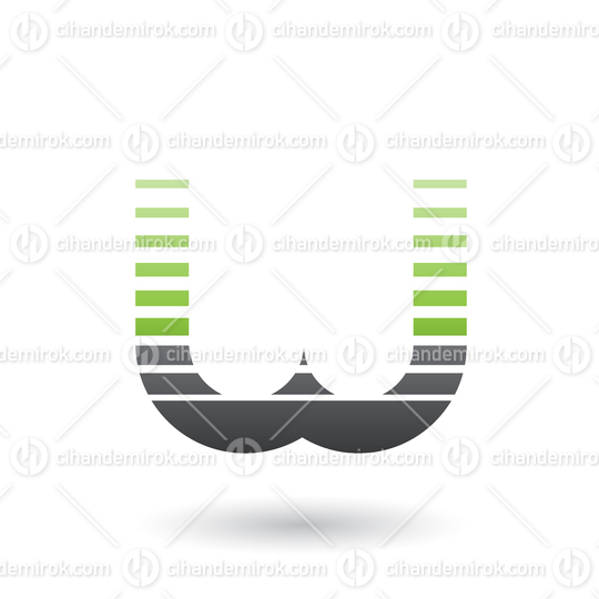 Green and Black Letter W Icon with Horizontal Stripes