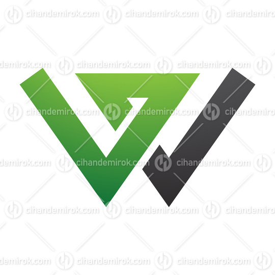 Green and Black Letter W Icon with Intersecting Lines
