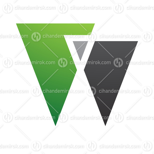 Green and Black Letter W Icon with Triangles