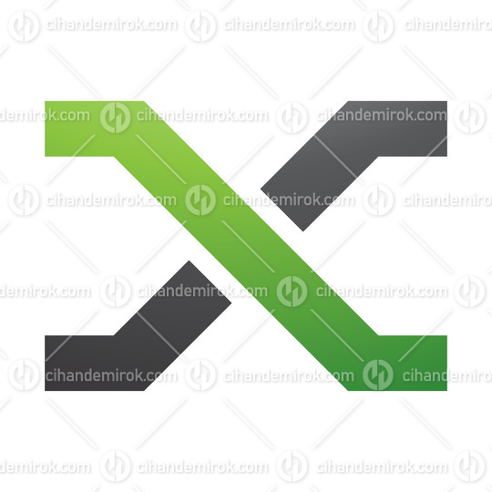 Green and Black Letter X Icon with Crossing Lines