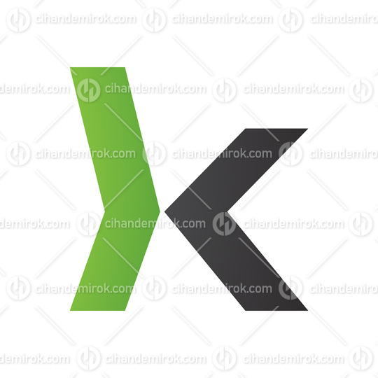 Green and Black Lowercase Arrow Shaped Letter K Icon