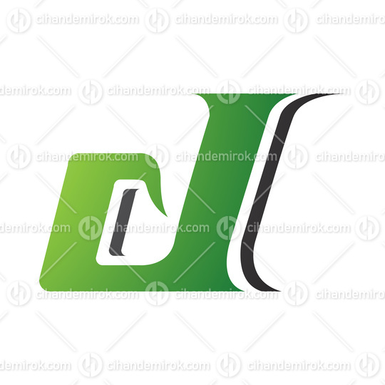 Green and Black Lowercase Italic Letter D Icon