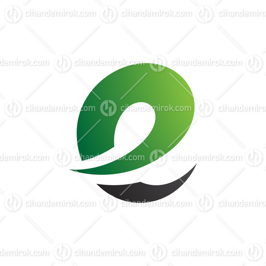 Green and Black Lowercase Letter E Icon with Soft Spiky Curves