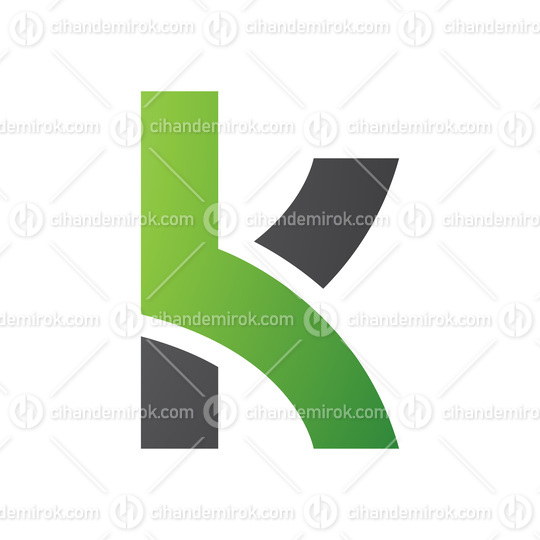Green and Black Lowercase Letter K Icon with Overlapping Paths