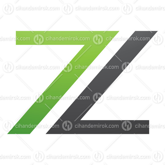 Green and Black Number 7 Shaped Letter Z Icon