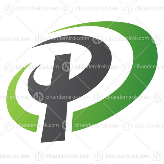 Green and Black Oval Shaped Letter P Icon