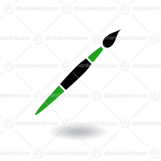 Green and Black Paintbrush Icon