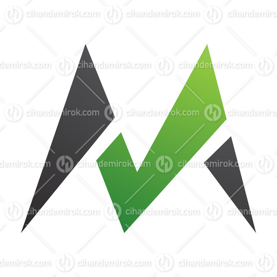 Green and Black Pointy Tipped Letter M Icon