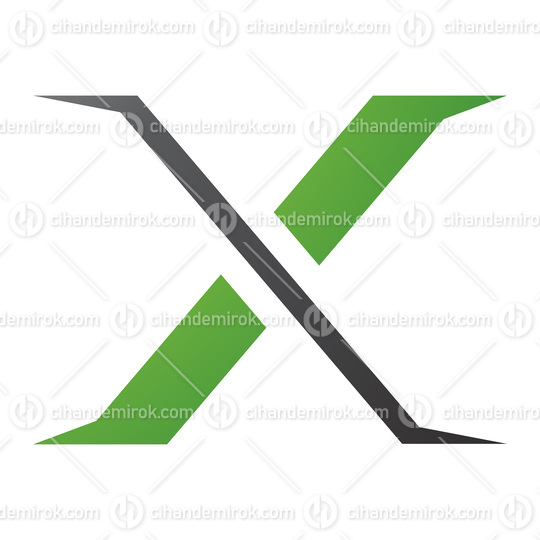Green and Black Pointy Tipped Letter X Icon