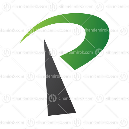Green and Black Radio Tower Shaped Letter P Icon