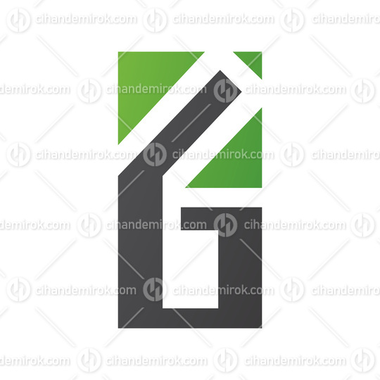 Green and Black Rectangular Letter G or Number 6 Icon