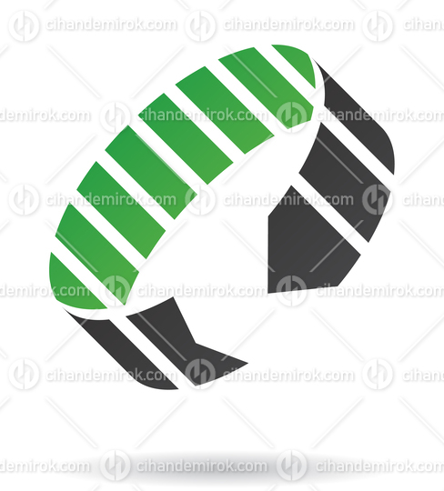 Green and Black Revolving Striped Arrow Abstract Logo Icon